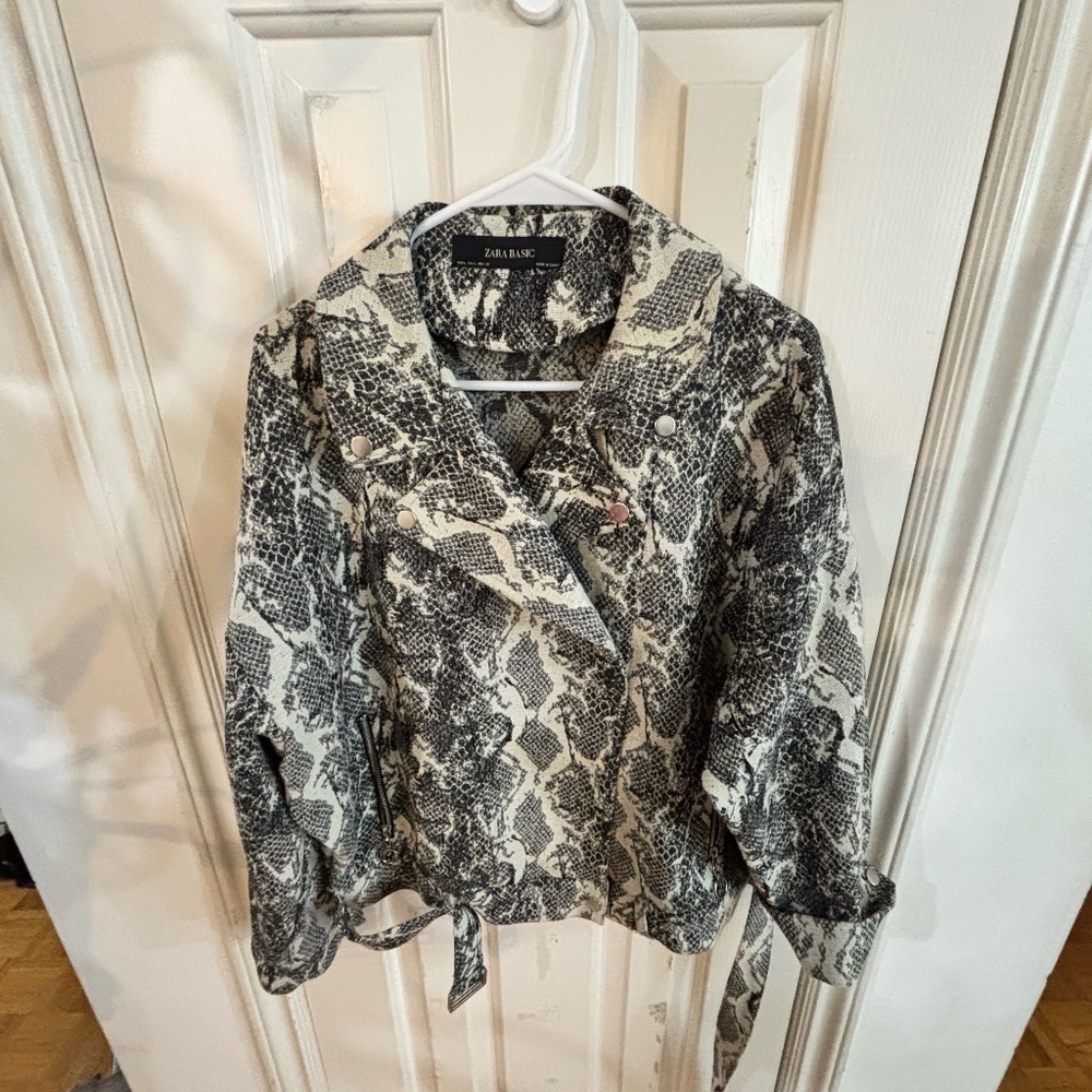 Zara oversized snake bomber jacket